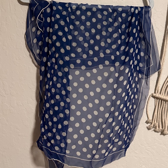 Polka Dot Blue Scarf Vera silk vintage - Picture 3 of 3